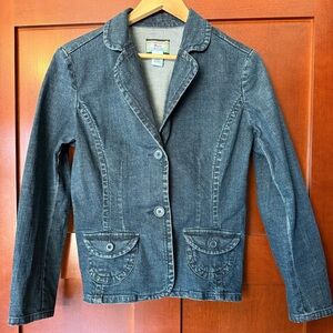 Bass Denim Blazer With Tailored Seaming